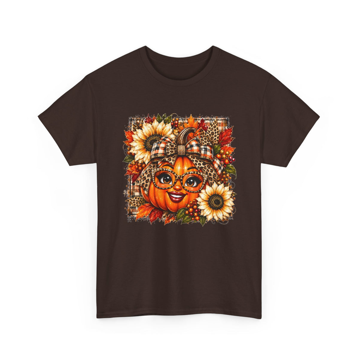 Autumn Pumpkin Face T-Shirt — Cute Fall Sunflower Graphic Tee