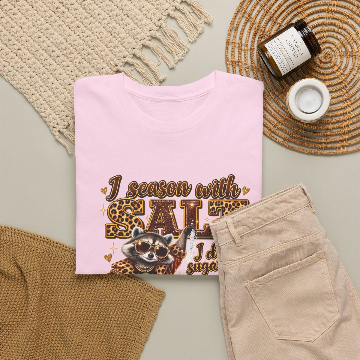 Raccoon with Grit Tee – “I Season with Grit, I Don’t Sugarcoat Shit” Graphic T‑Shirt