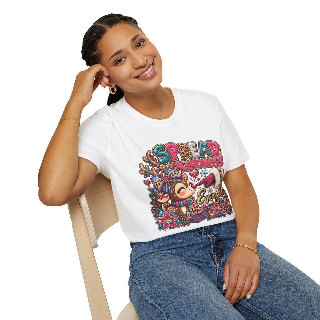 Spread Kindness Everyday T-Shirt — Cute Reindeer Holiday Graphic Tee