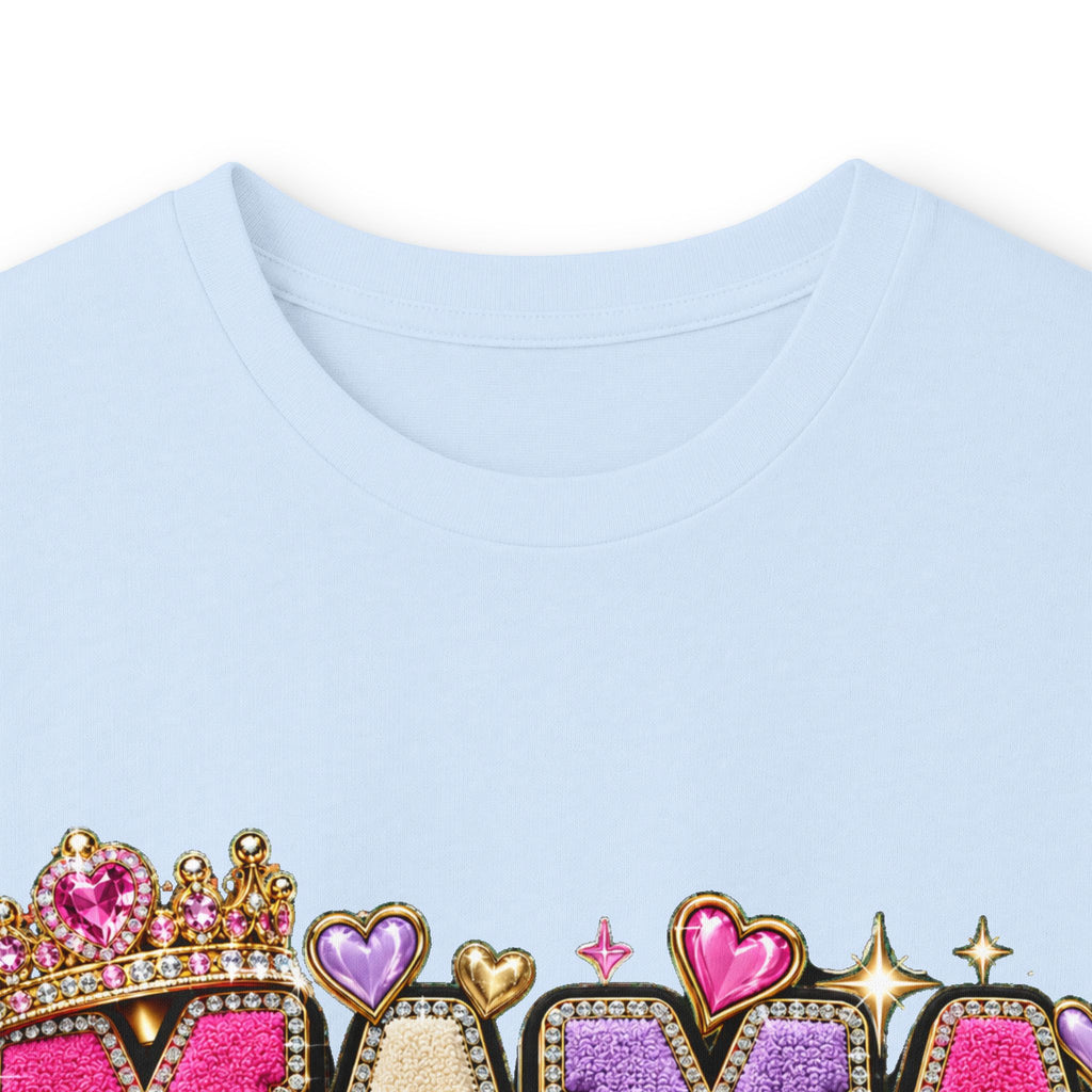 Mama Built Different Long Sleeve Tee — Pink Crowned Mom Graphic Shirt