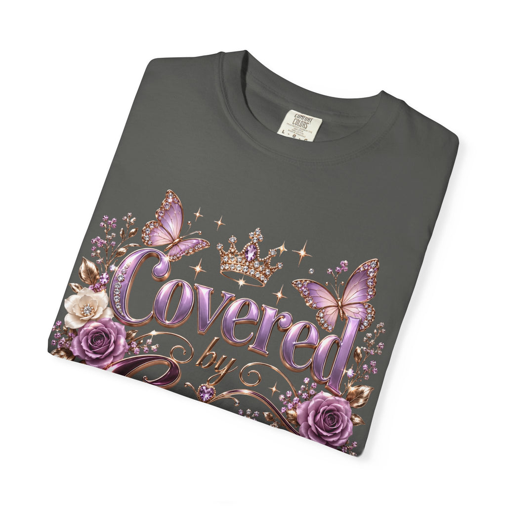 Covered by Grace T-Shirt — Floral Butterfly Christian Faith Tee