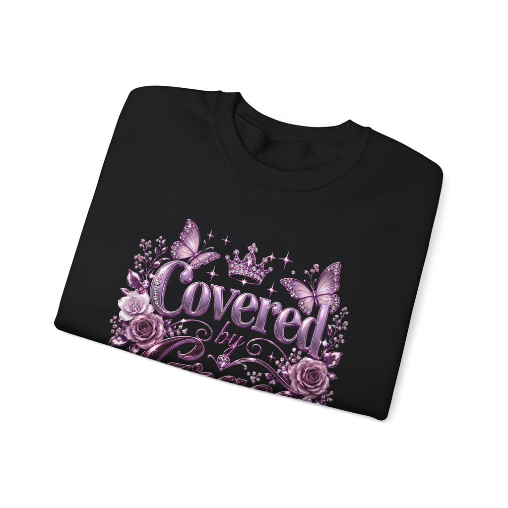 Crewneck Sweatshirt — "Covered by Grace" Floral Christian Pullover