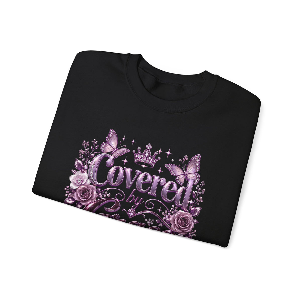 Crewneck Sweatshirt — "Covered by Grace" Floral Christian Pullover