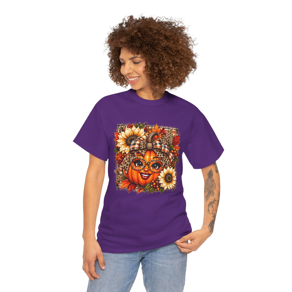 Autumn Pumpkin Face T-Shirt — Cute Fall Sunflower Graphic Tee
