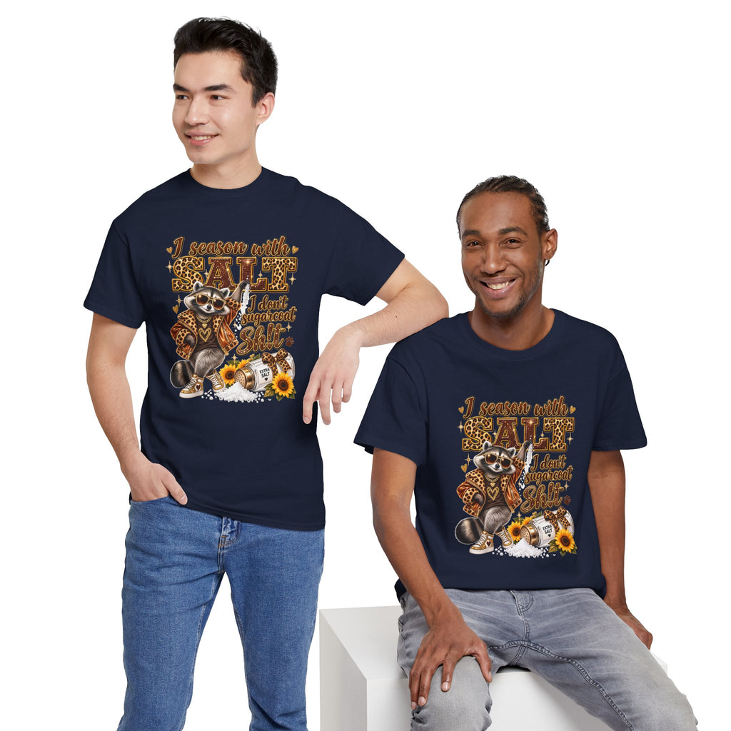Raccoon with Grit Tee – “I Season with Grit, I Don’t Sugarcoat Shit” Graphic T‑Shirt
