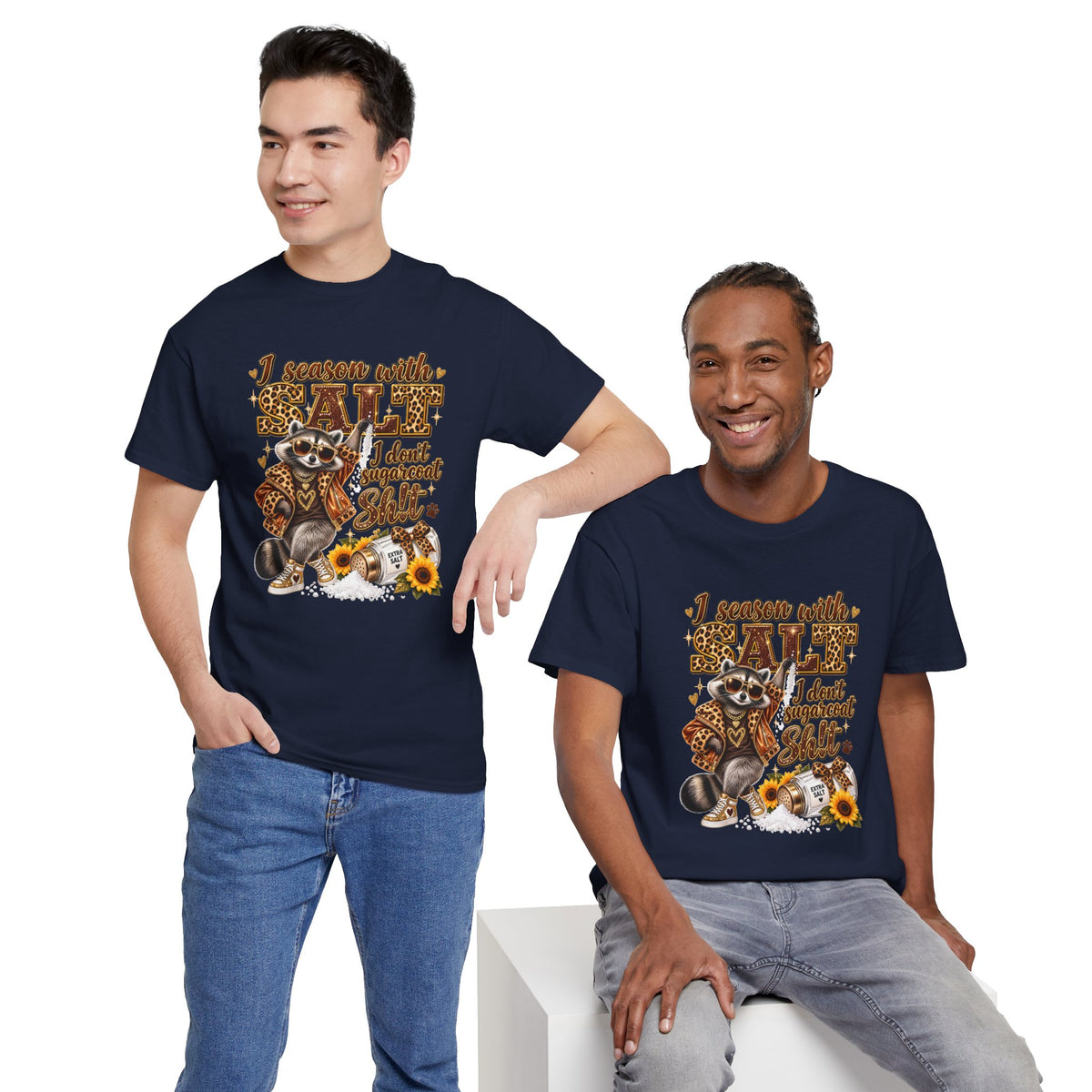 Raccoon with Grit Tee – “I Season with Grit, I Don’t Sugarcoat Shit” Graphic T‑Shirt