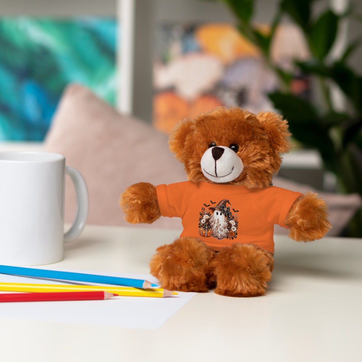 Autumn Owl Plush Bear with Pumpkin Tee