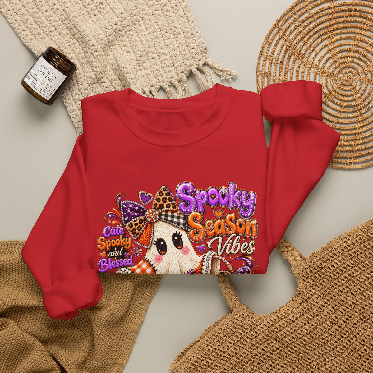 Spooky Season Ghost Sweatshirt – Cute Halloween Pumpkin Crewneck