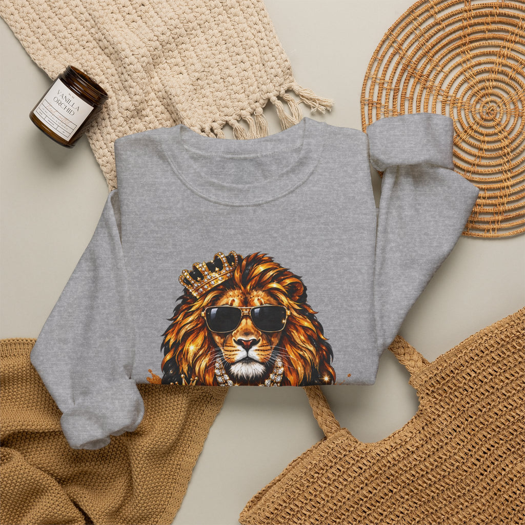 King With a Purpose Lion Sweatshirt — Inspirational Graphic Crewneck