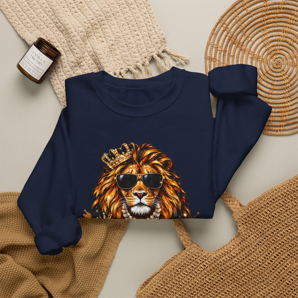 King With a Purpose Lion Sweatshirt — Inspirational Graphic Crewneck