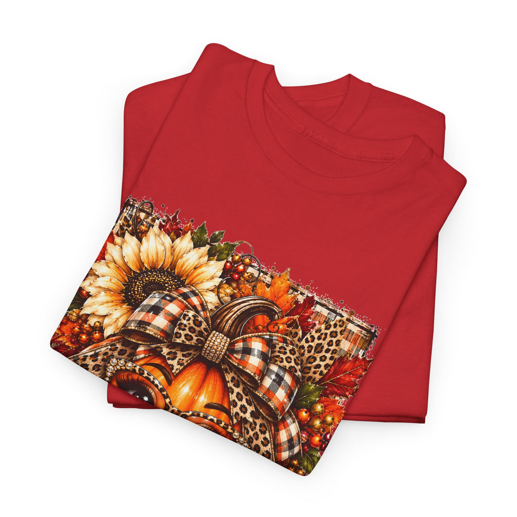 Autumn Pumpkin Face T-Shirt — Cute Fall Sunflower Graphic Tee
