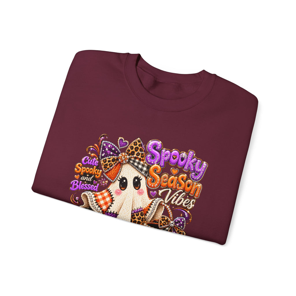 Spooky Season Ghost Sweatshirt – Cute Halloween Pumpkin Crewneck