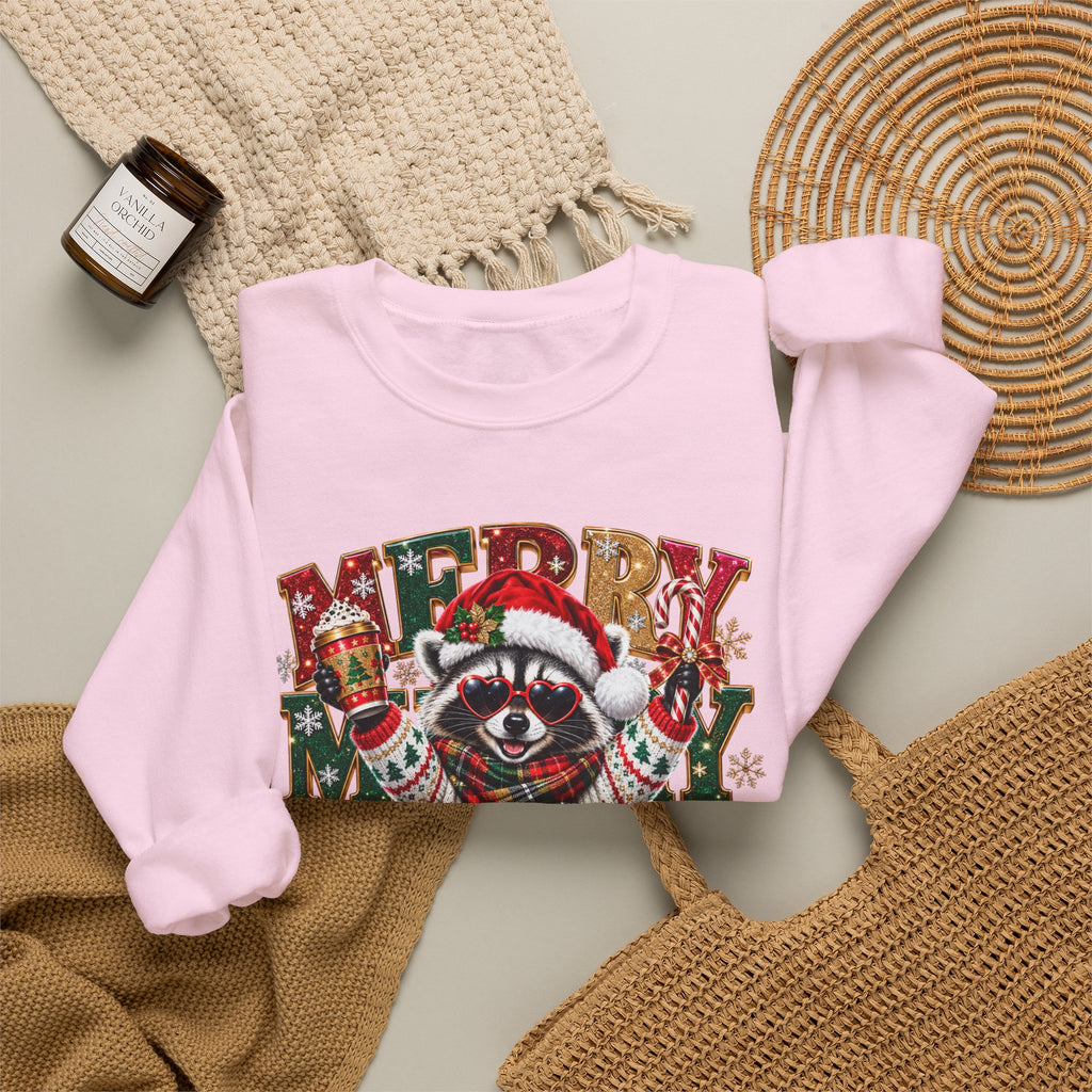 Christmas Raccoon "Merry Merry Christmas" Sweatshirt