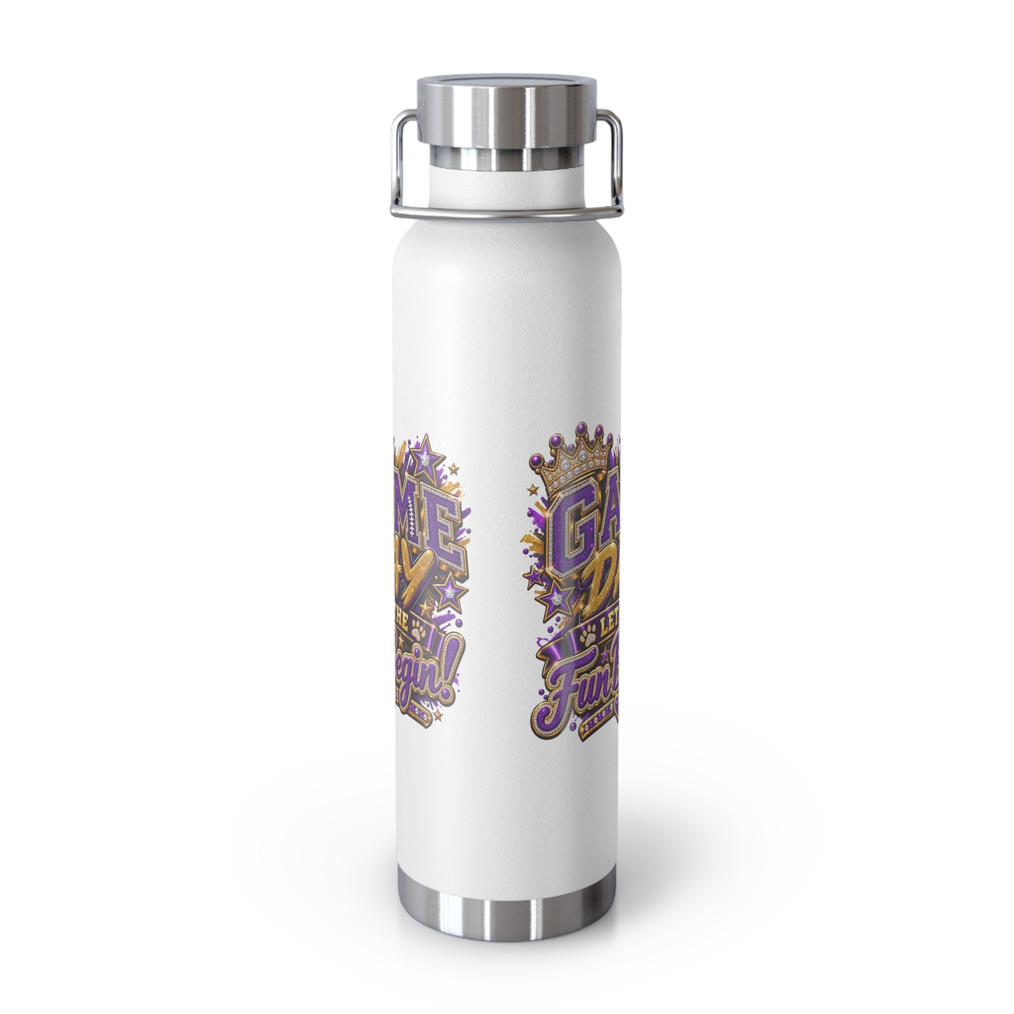 Game Day 22oz Vacuum Water Bottle — 'Let the Fun Begin' Sports Insulated Flask