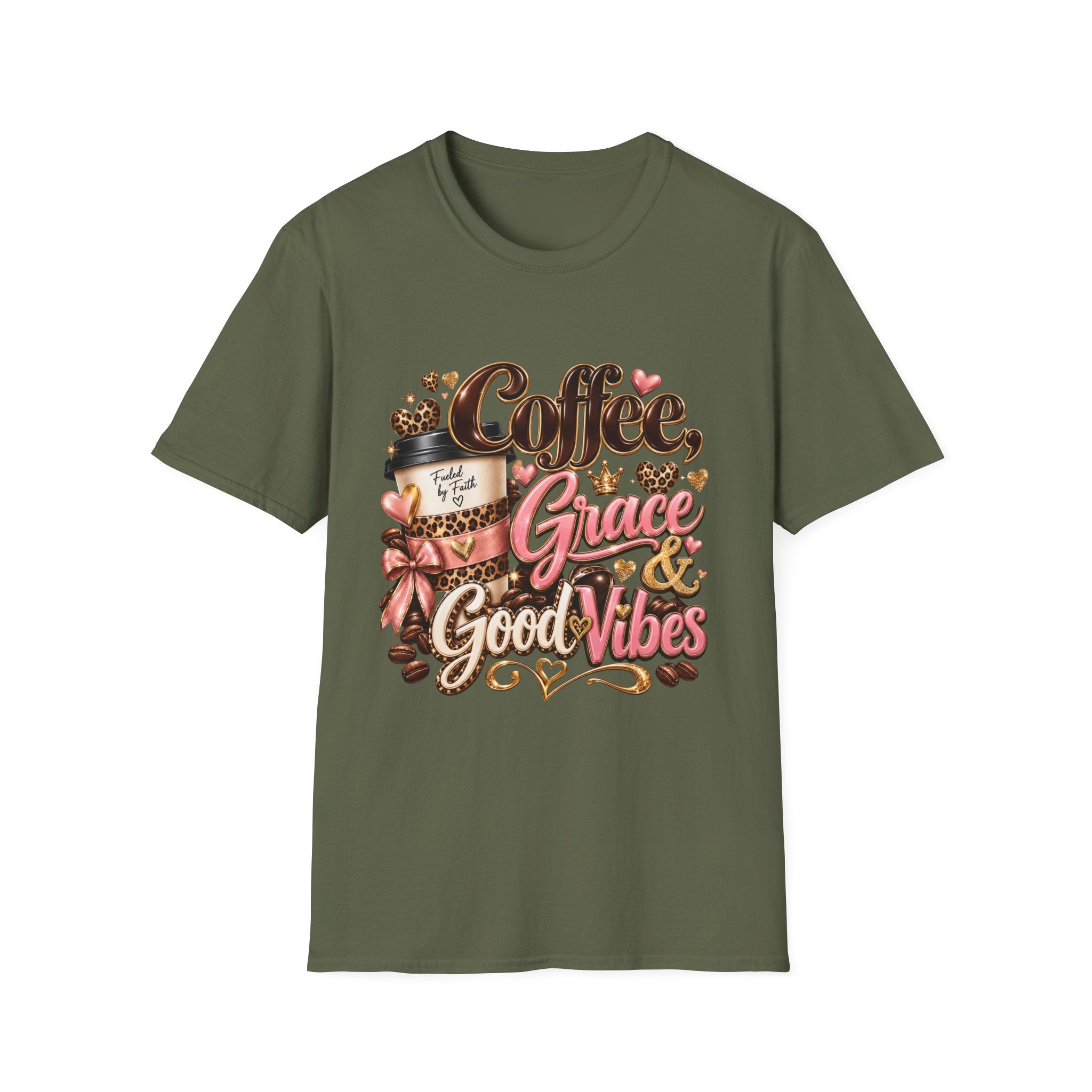 Coffee & Grace T-Shirt — 'Coffee, Grace, Good Vibes' Graphic Tee