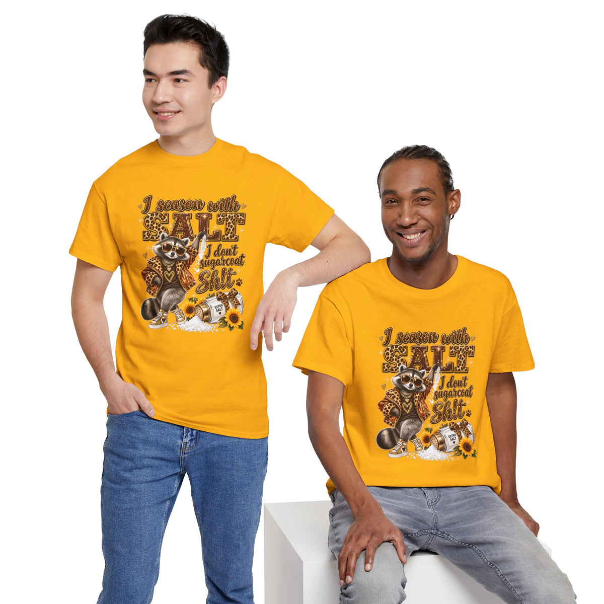 Raccoon with Grit Tee – “I Season with Grit, I Don’t Sugarcoat Shit” Graphic T‑Shirt
