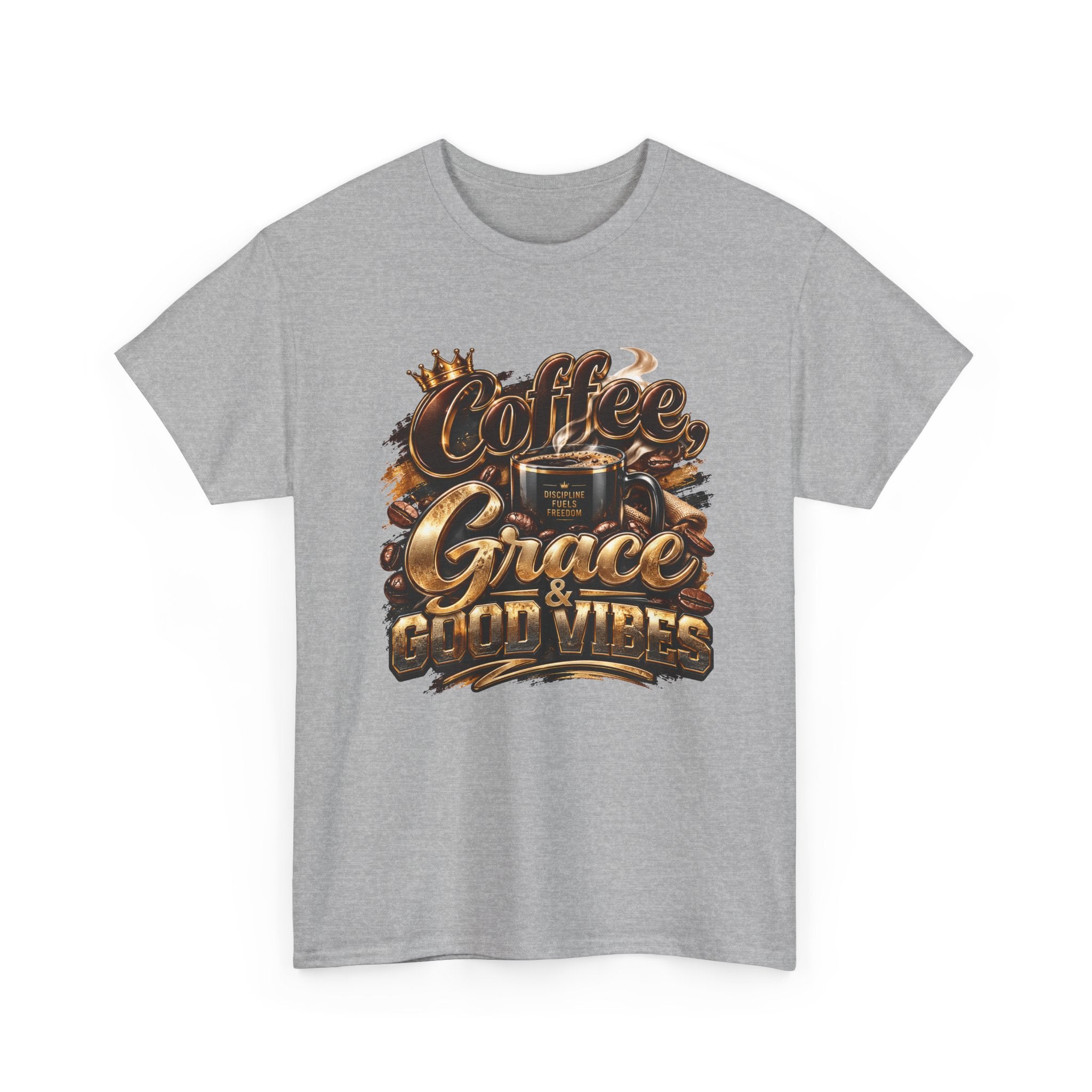 Coffee Grace & Good Vibes T-Shirt — Inspirational Christian Coffee Tee