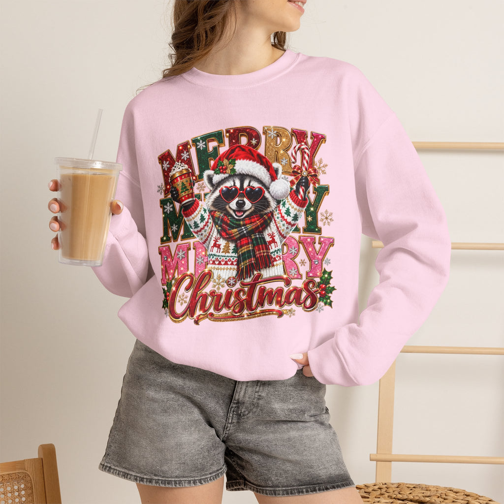 Christmas Raccoon "Merry Merry Christmas" Sweatshirt