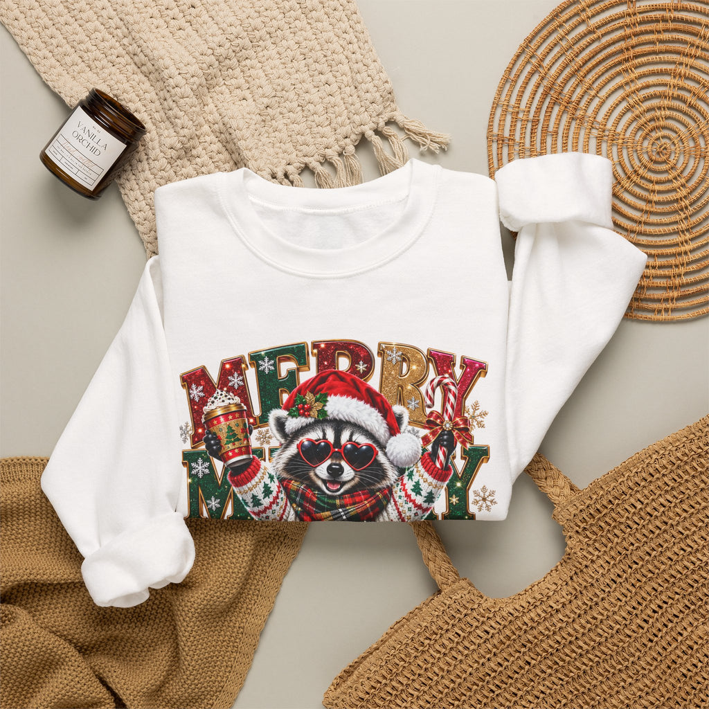 Christmas Raccoon "Merry Merry Christmas" Sweatshirt