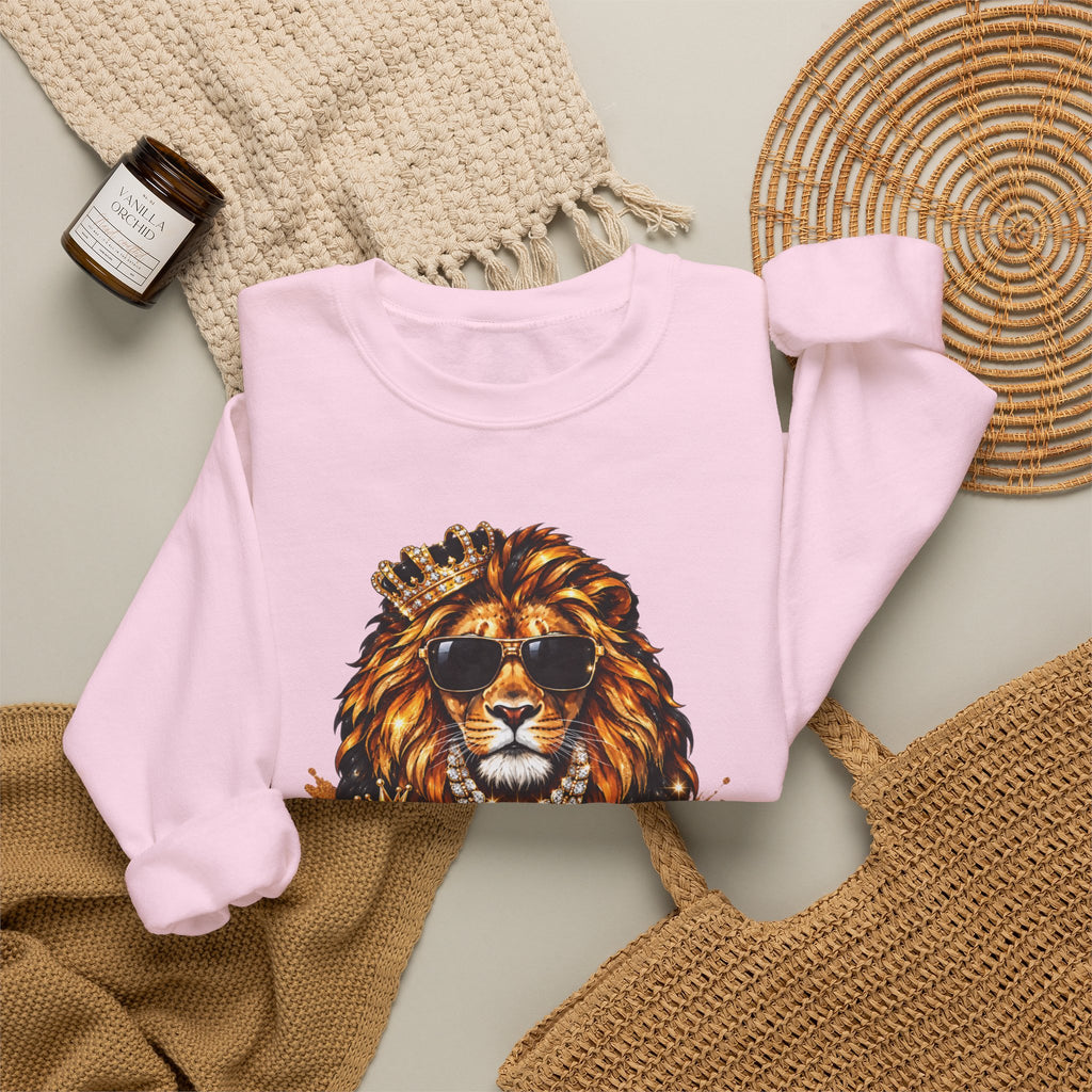 King With a Purpose Lion Sweatshirt — Inspirational Graphic Crewneck
