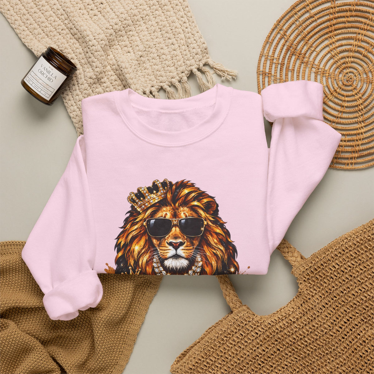 King With a Purpose Lion Sweatshirt — Inspirational Graphic Crewneck