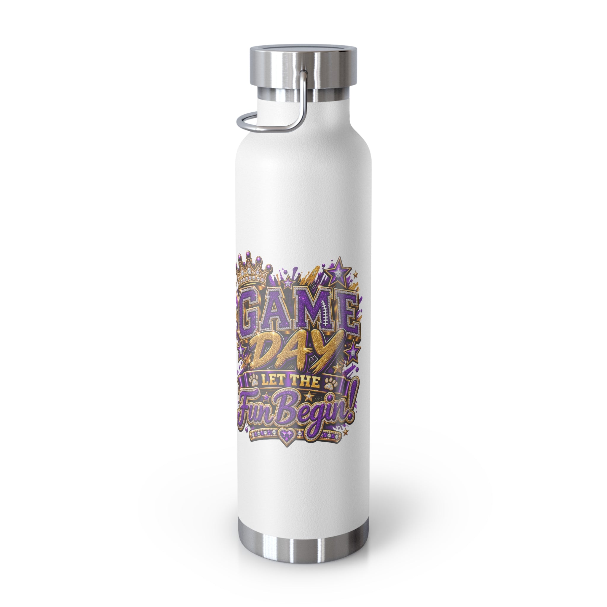 Game Day 22oz Vacuum Water Bottle — 'Let the Fun Begin' Sports Insulated Flask