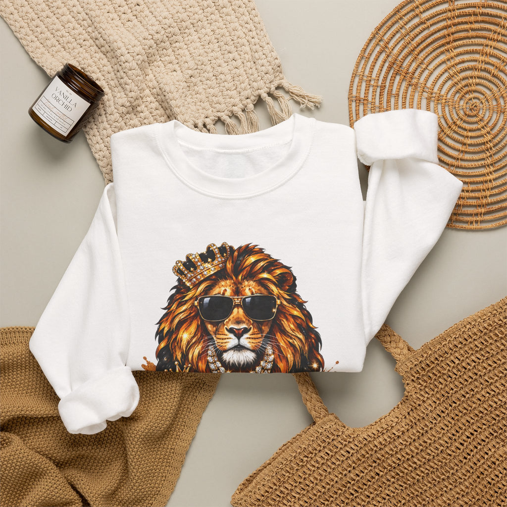 King With a Purpose Lion Sweatshirt — Inspirational Graphic Crewneck
