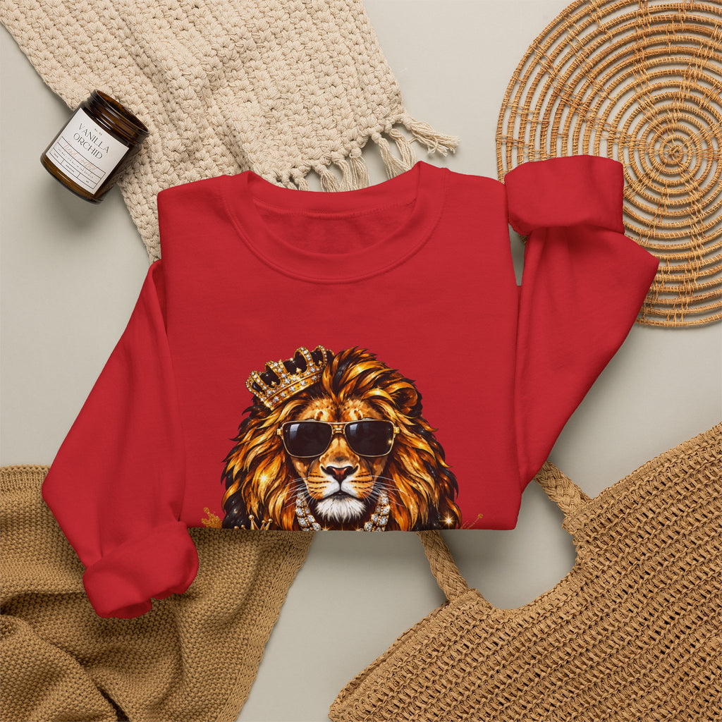 King With a Purpose Lion Sweatshirt — Inspirational Graphic Crewneck