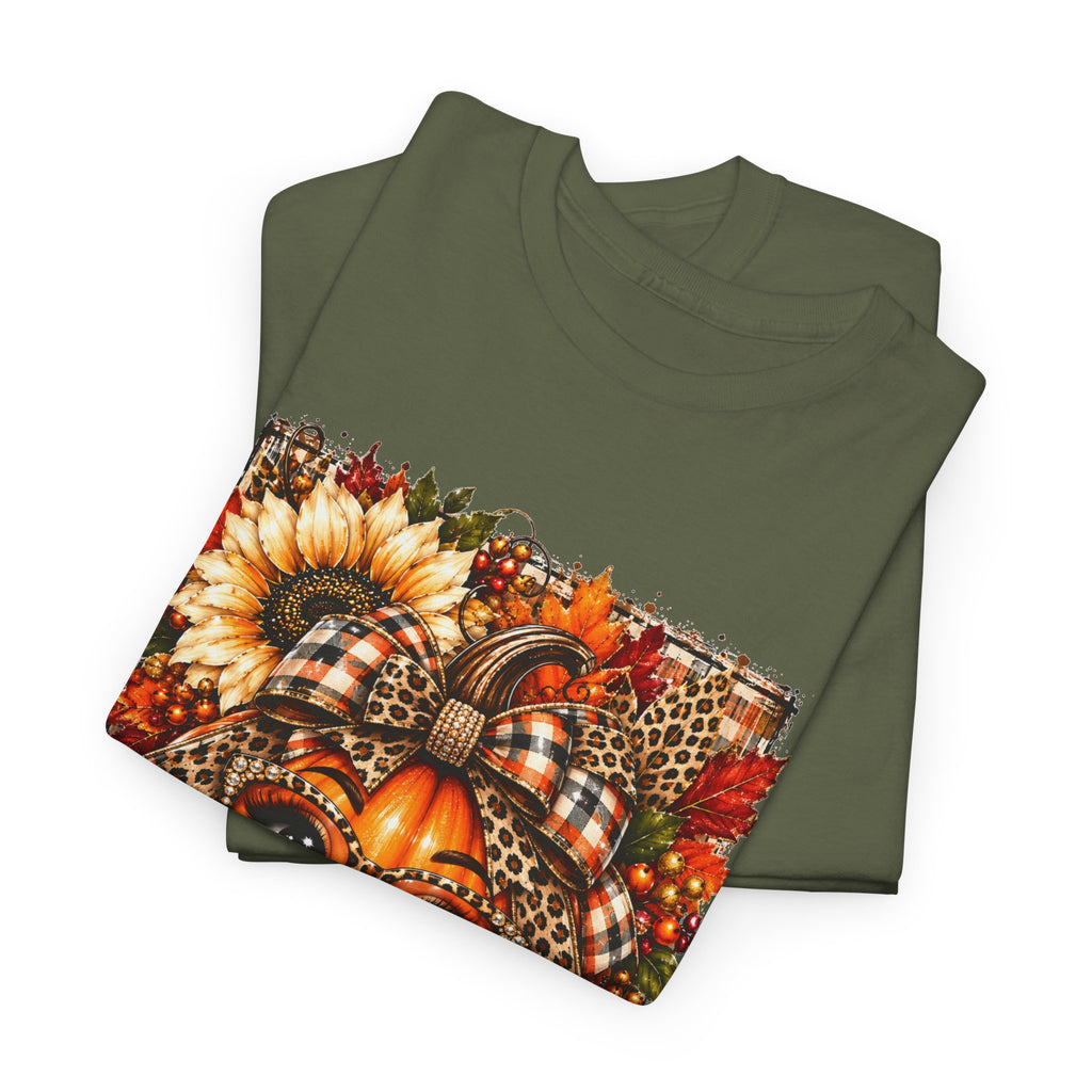 Autumn Pumpkin Face T-Shirt — Cute Fall Sunflower Graphic Tee