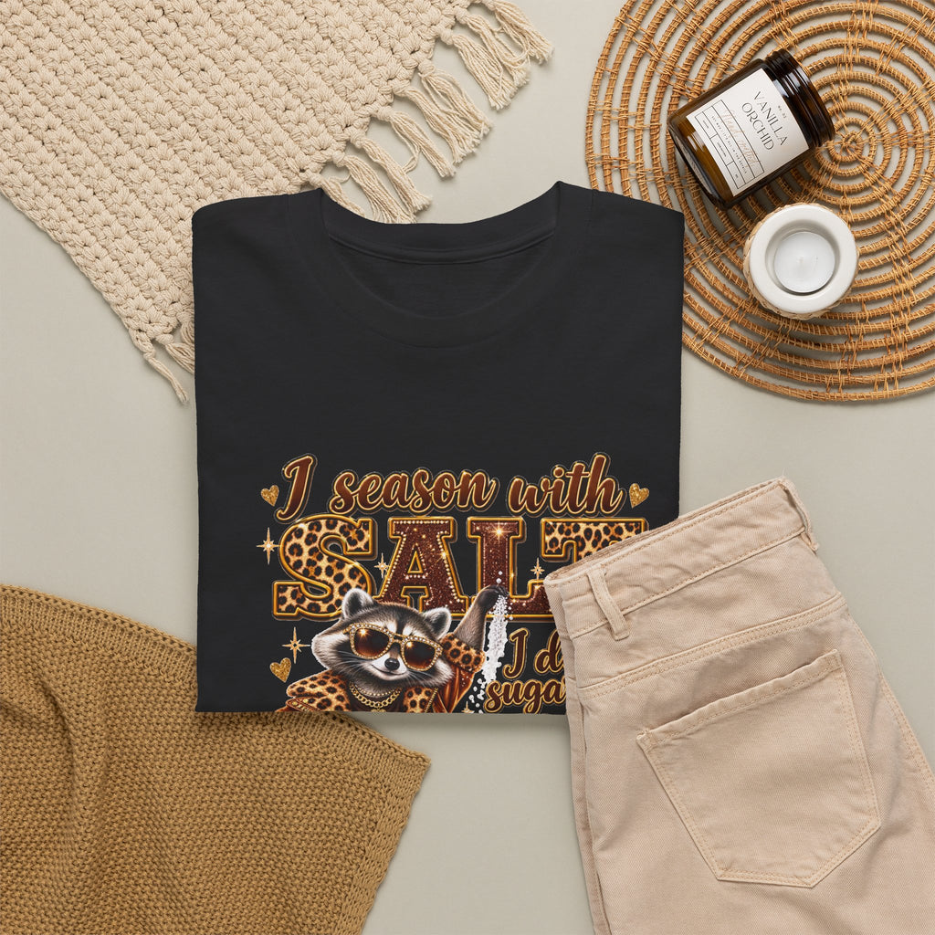 Raccoon with Grit Tee – “I Season with Grit, I Don’t Sugarcoat Shit” Graphic T‑Shirt