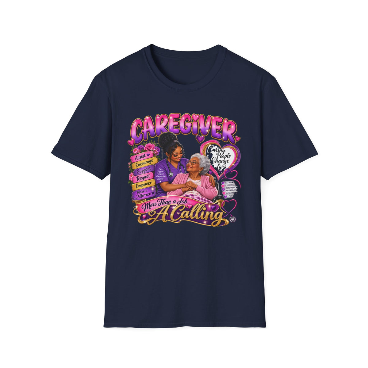 Caregiver T-Shirt — "Caregiving Is A Calling" Graphic Tee for Nurses & Family Caregivers