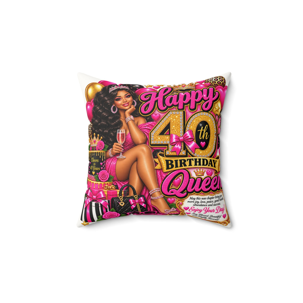 Happy 40th Birthday Queen Faux Suede Pillow