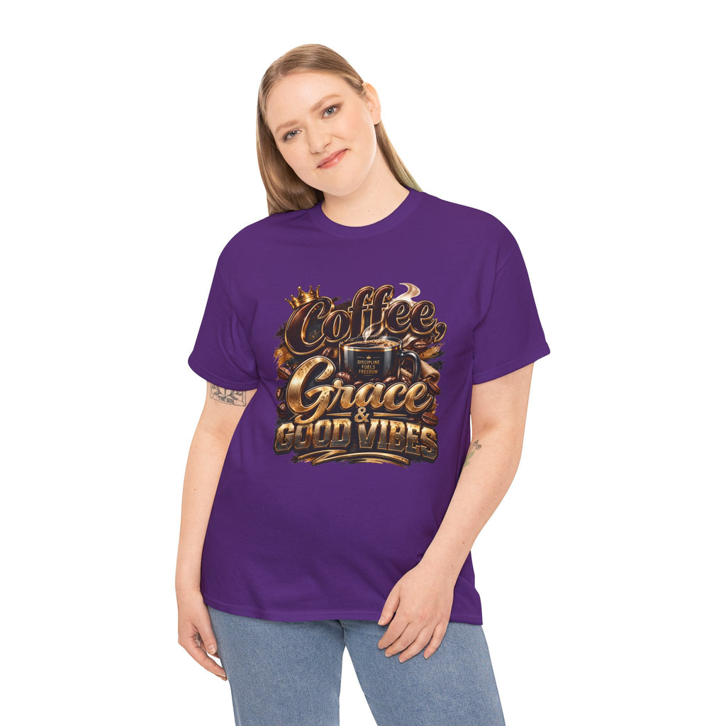 Coffee Grace & Good Vibes T-Shirt — Inspirational Christian Coffee Tee