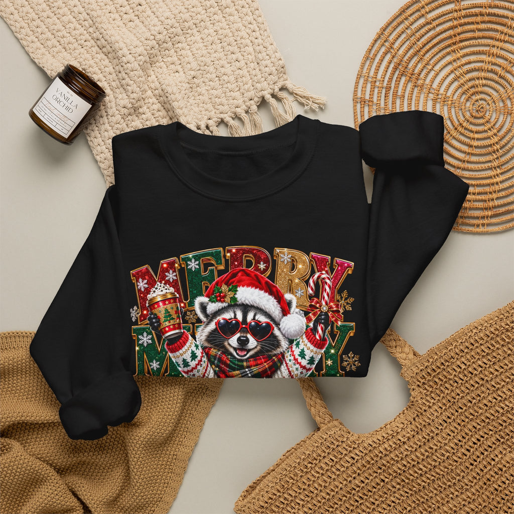 Christmas Raccoon "Merry Merry Christmas" Sweatshirt