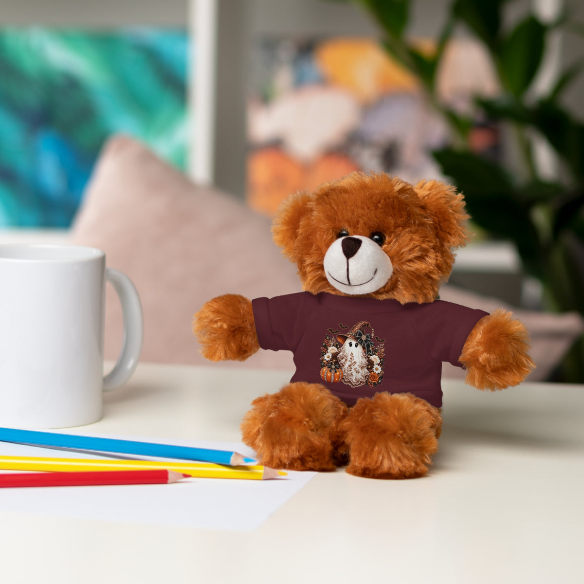 Autumn Owl Plush Bear with Pumpkin Tee