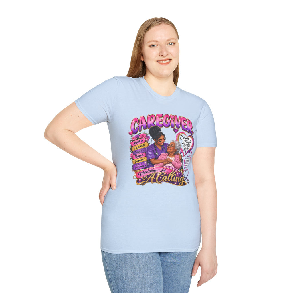 Caregiver T-Shirt — "Caregiving Is A Calling" Graphic Tee for Nurses & Family Caregivers