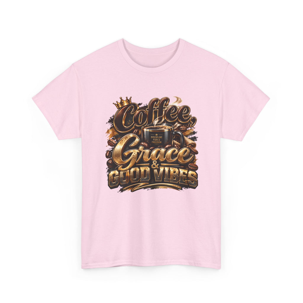 Coffee Grace & Good Vibes T-Shirt — Inspirational Christian Coffee Tee
