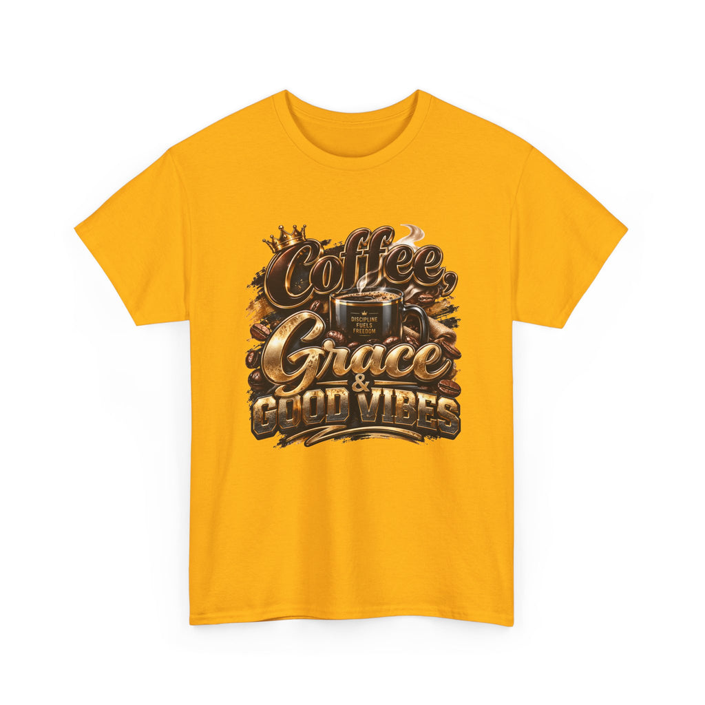 Coffee Grace & Good Vibes T-Shirt — Inspirational Christian Coffee Tee