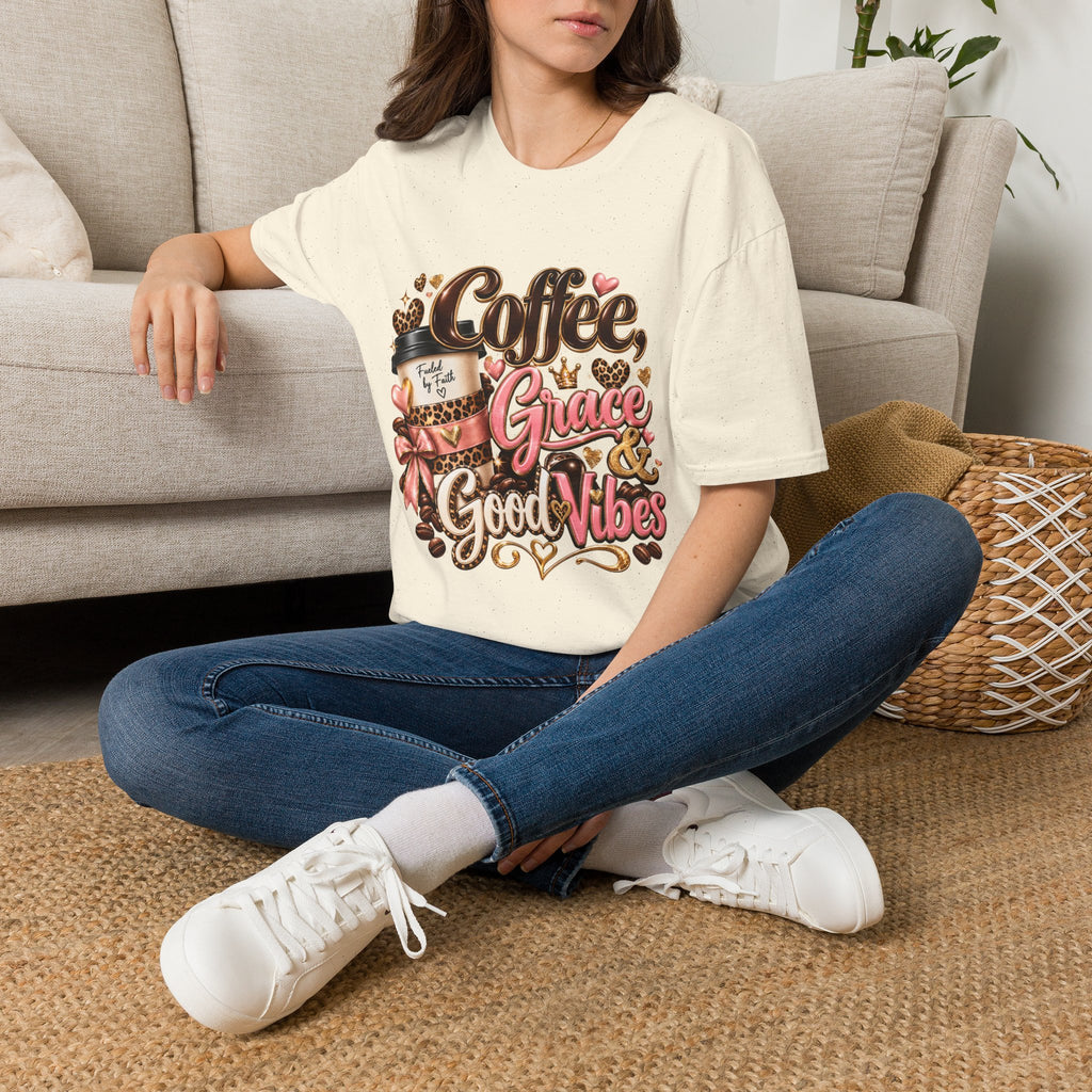 Coffee & Grace T-Shirt — 'Coffee, Grace, Good Vibes' Graphic Tee