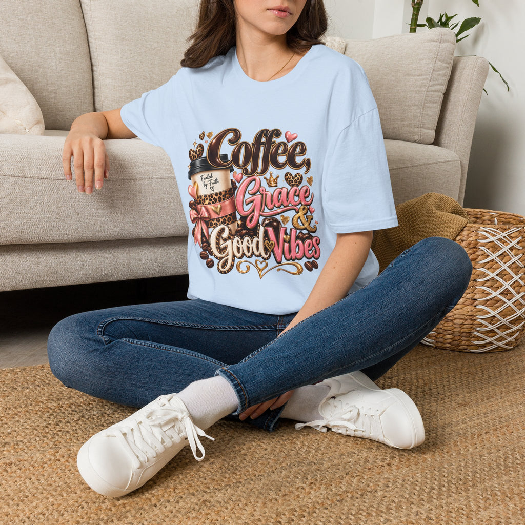 Coffee & Grace T-Shirt — 'Coffee, Grace, Good Vibes' Graphic Tee