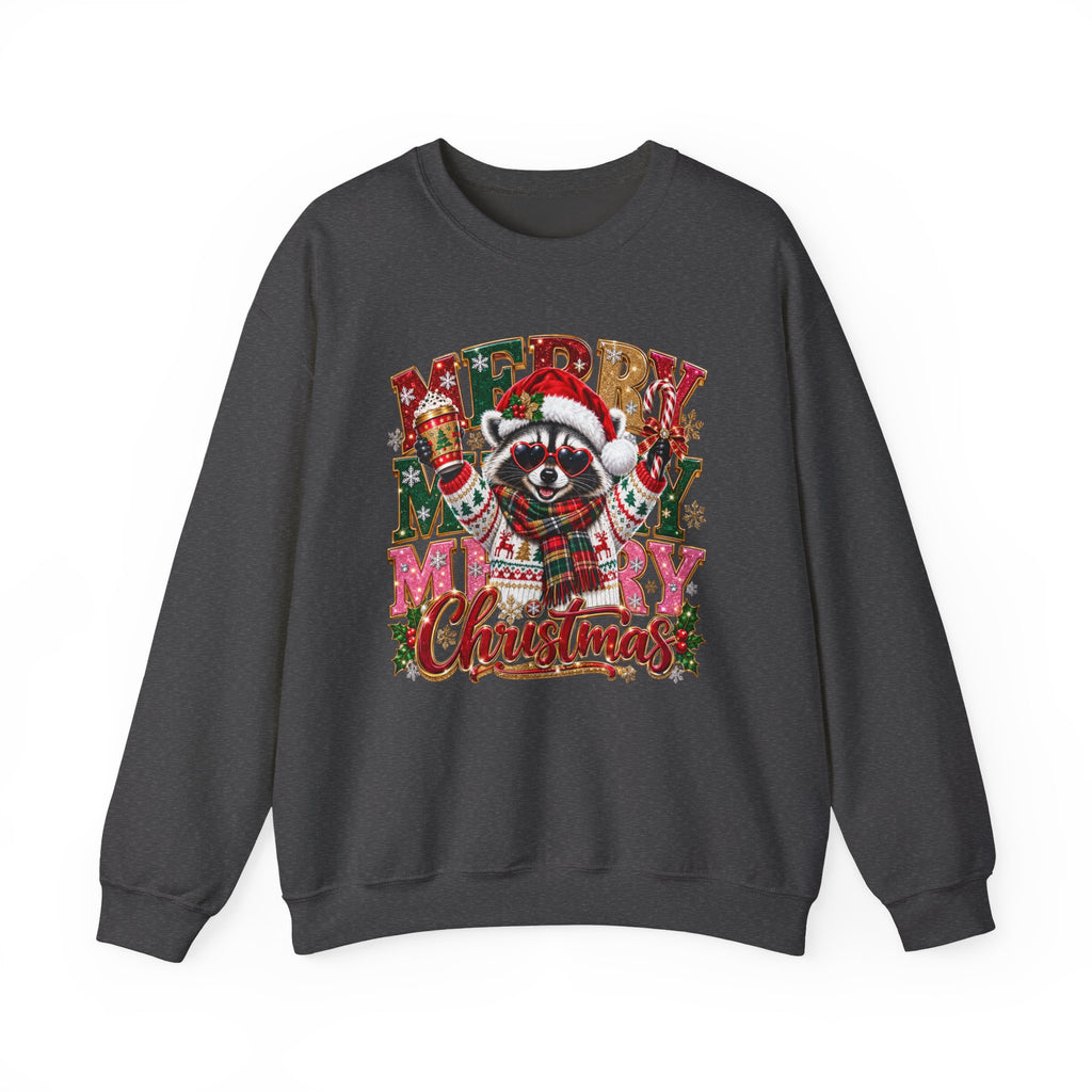 Christmas Raccoon "Merry Merry Christmas" Sweatshirt