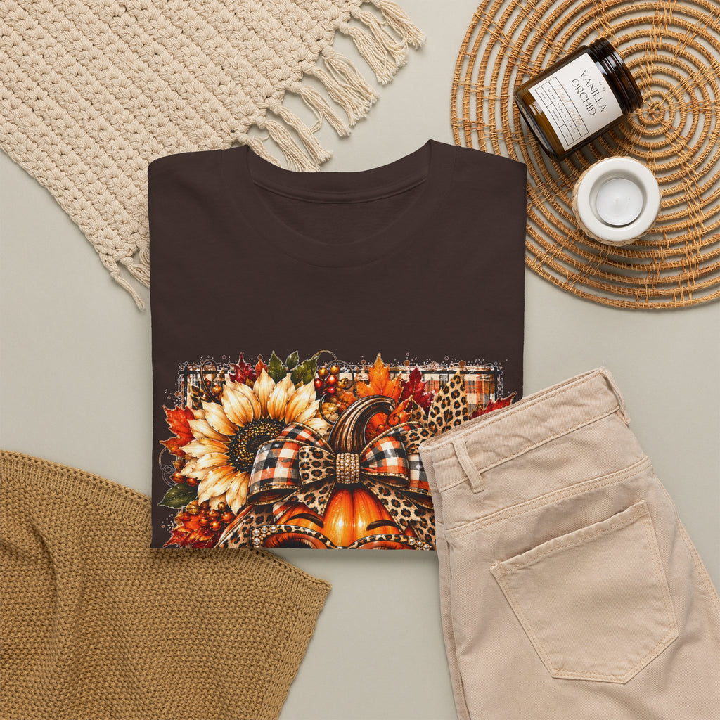 Autumn Pumpkin Face T-Shirt — Cute Fall Sunflower Graphic Tee