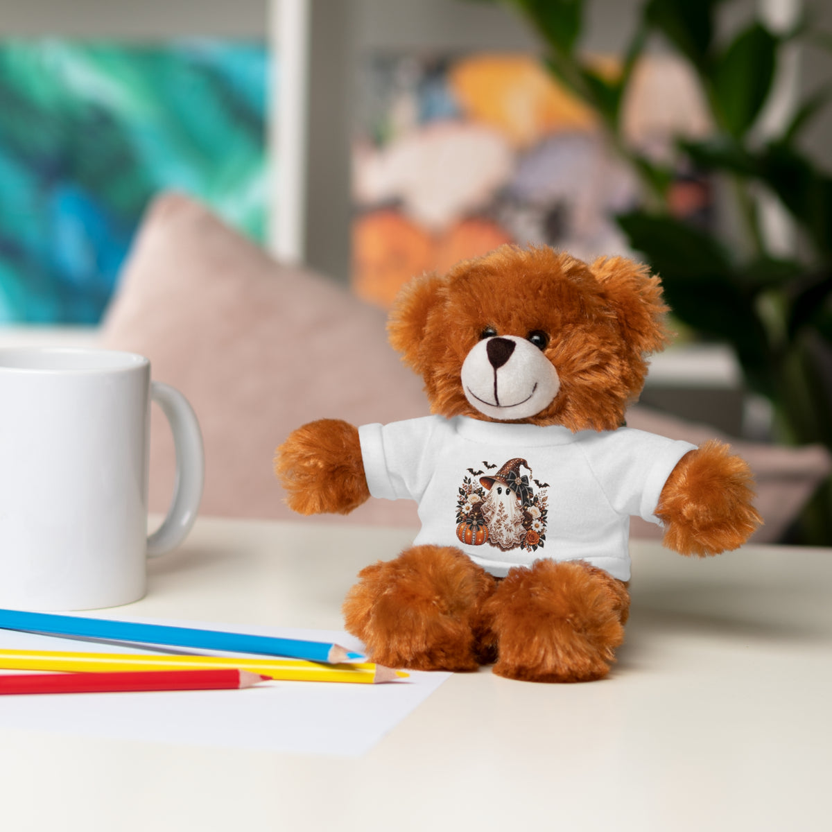 Autumn Owl Plush Bear with Pumpkin Tee