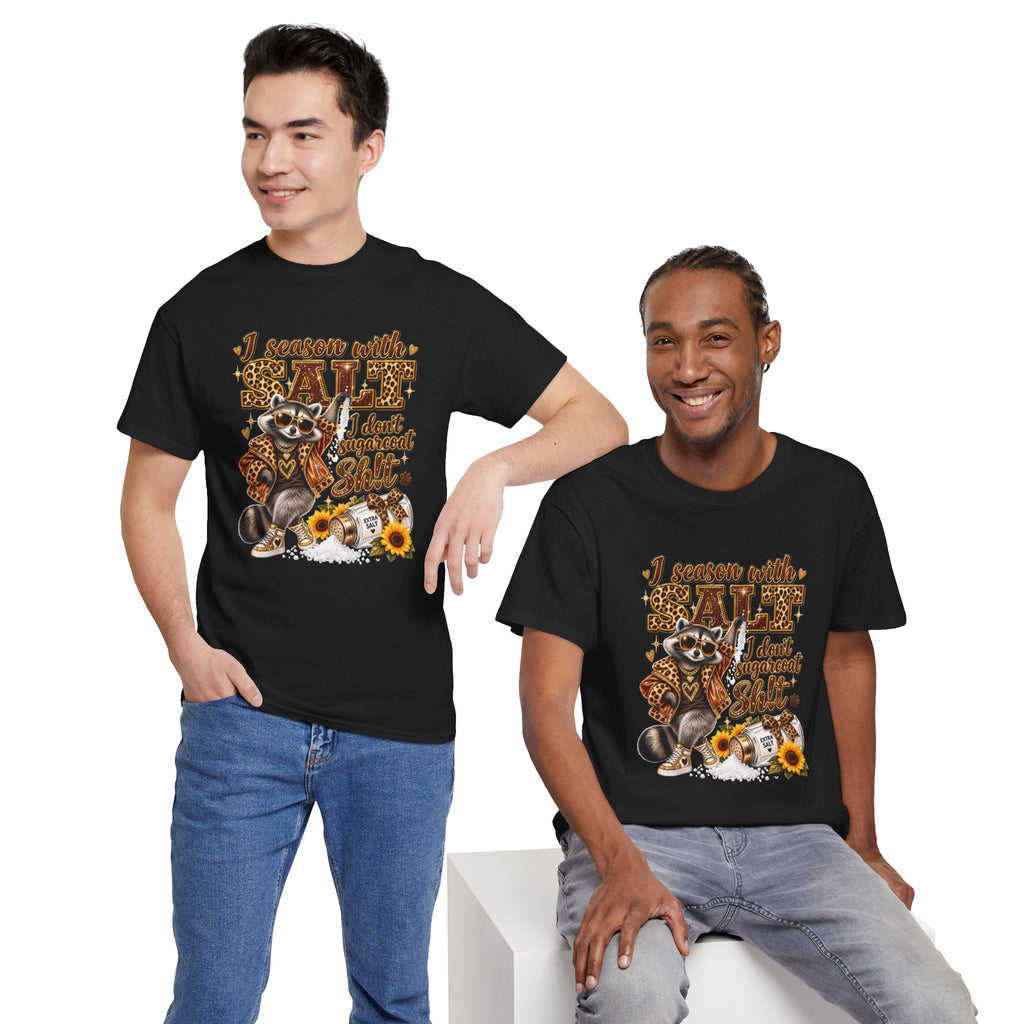 Raccoon with Grit Tee – “I Season with Grit, I Don’t Sugarcoat Shit” Graphic T‑Shirt