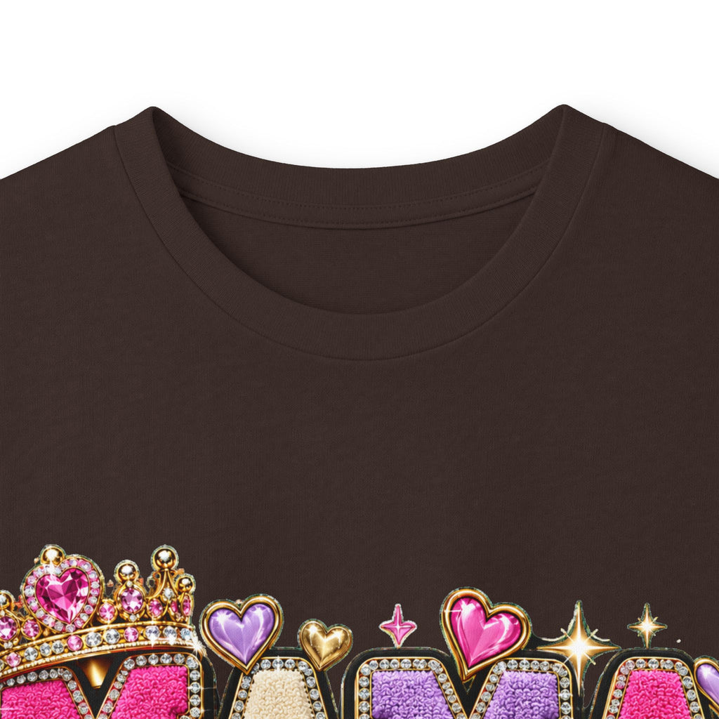 Mama Built Different Long Sleeve Tee — Pink Crowned Mom Graphic Shirt