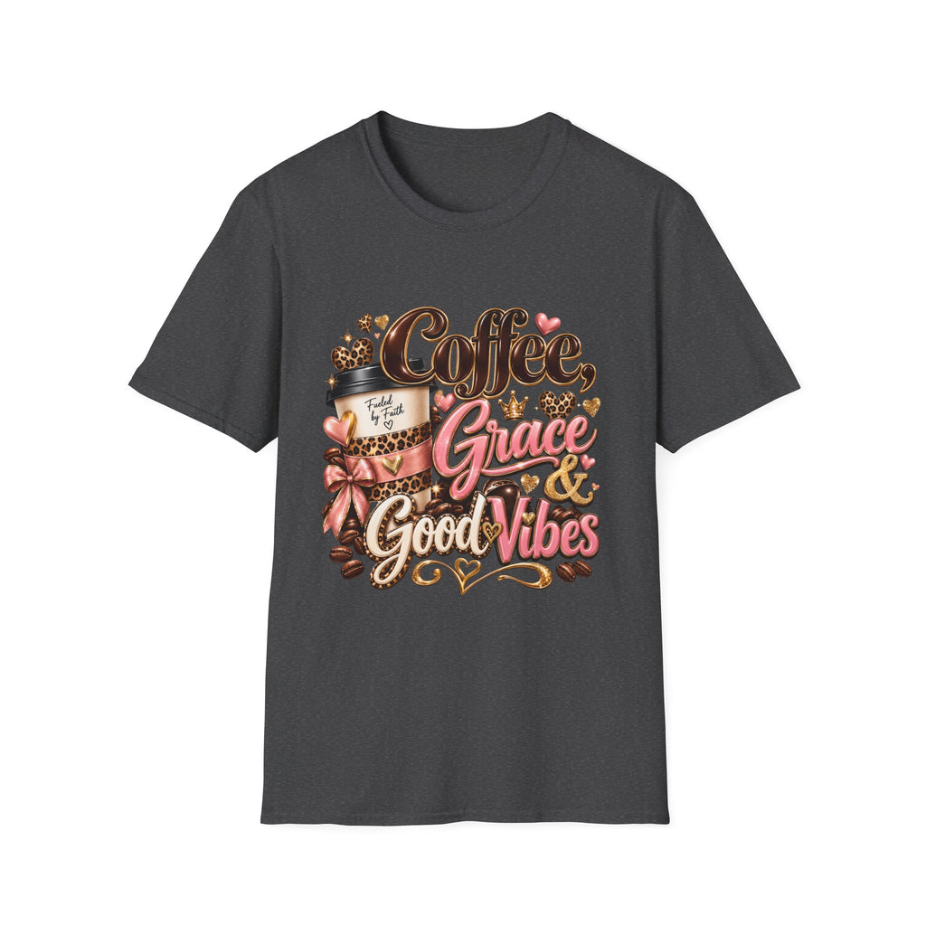 Coffee & Grace T-Shirt — 'Coffee, Grace, Good Vibes' Graphic Tee