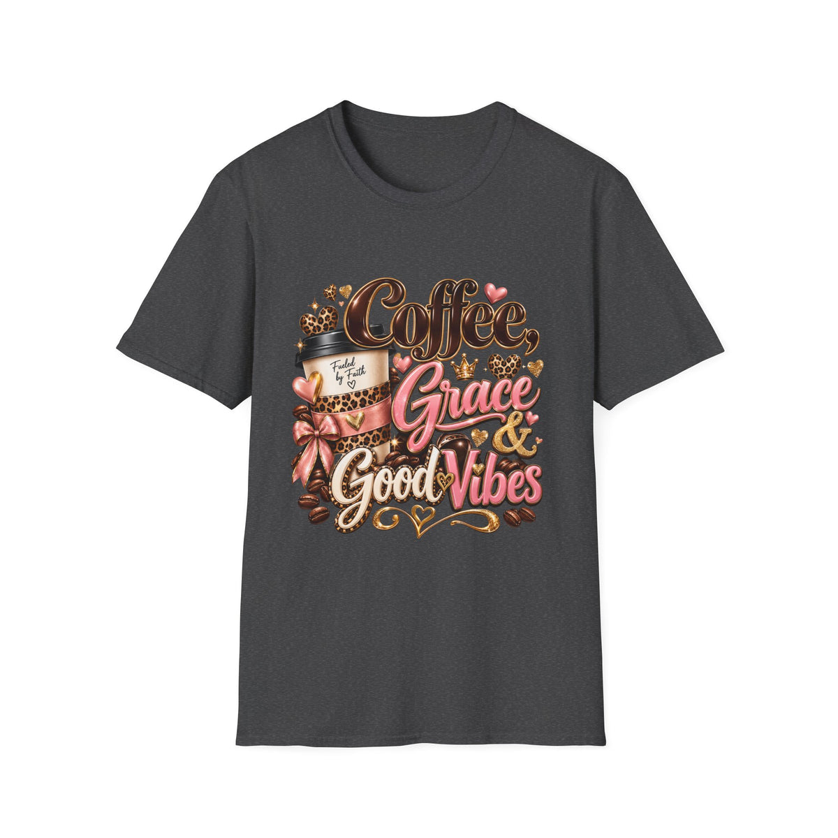 Coffee & Grace T-Shirt — 'Coffee, Grace, Good Vibes' Graphic Tee