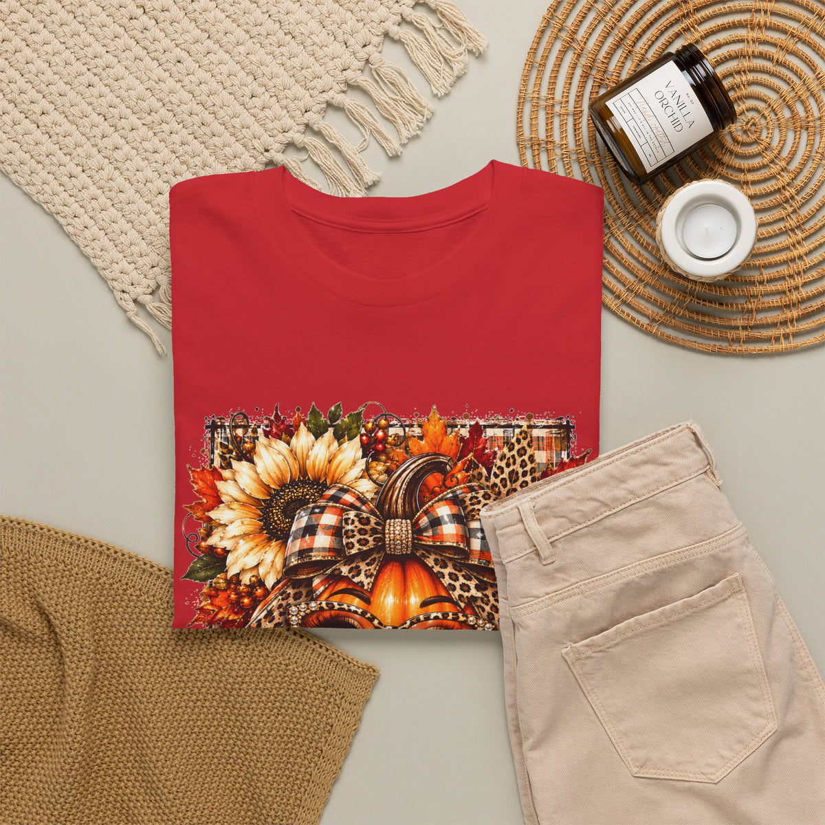 Autumn Pumpkin Face T-Shirt — Cute Fall Sunflower Graphic Tee