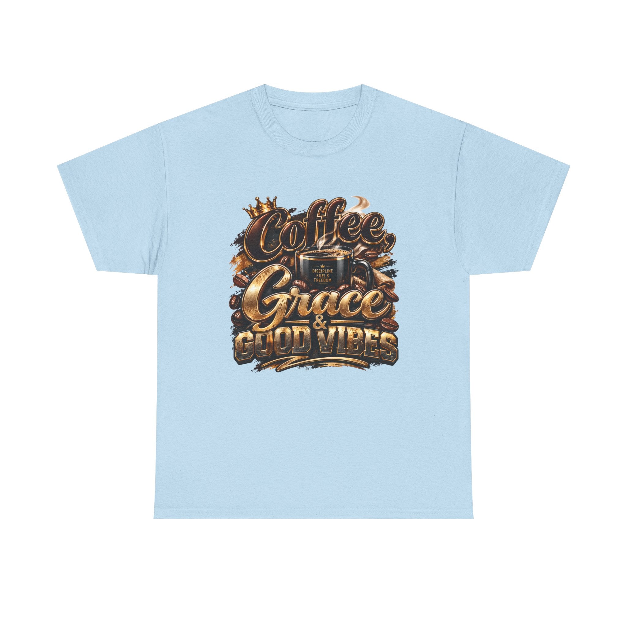 Coffee Grace & Good Vibes T-Shirt — Inspirational Christian Coffee Tee