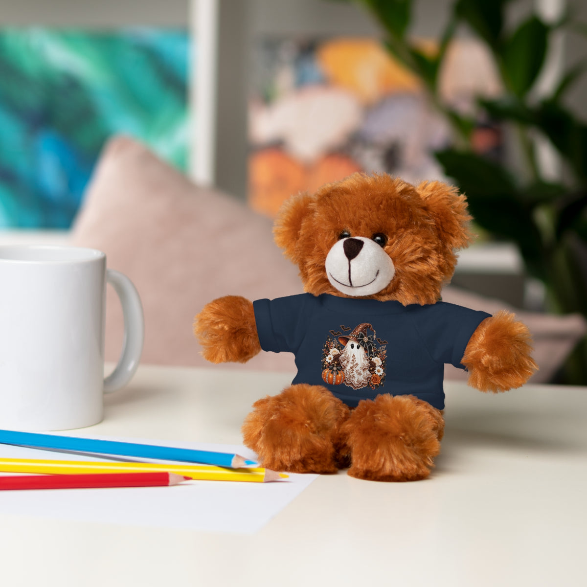 Autumn Owl Plush Bear with Pumpkin Tee